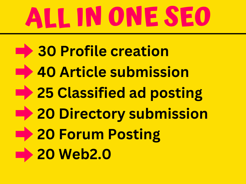 All In One 155 profile, ad post, directory, web2.0, article submission, backlinks