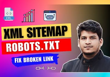 I will setup xml sitemap, robots txt and fix broken links