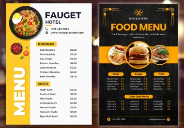 Get restaurant food menu, restaurant menu, food menu, Menu Flyer Design