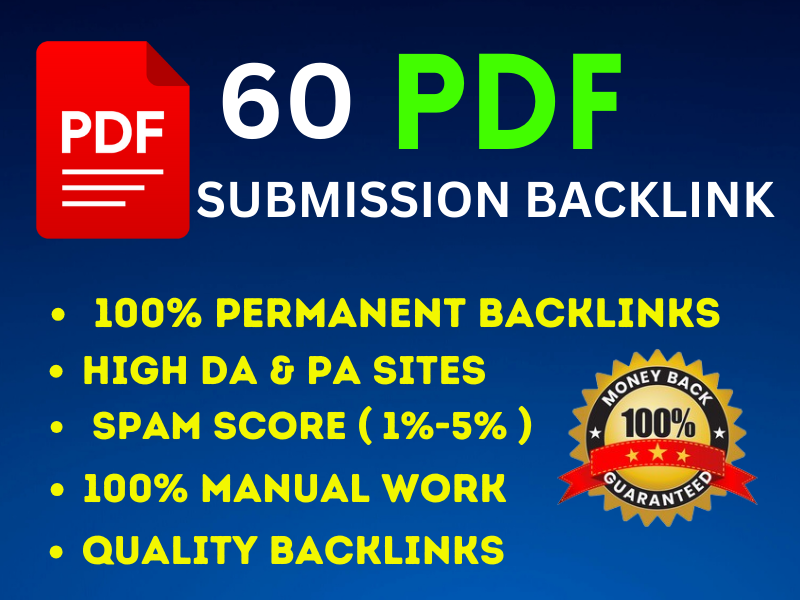 I will Manually Submit 60 PDF, SEO Backlink High Quality Sites