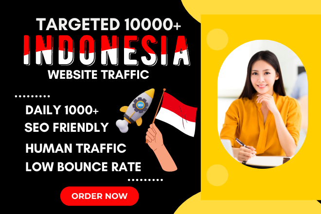 10000+ targeted indonesia traffic, organic Indonesia website traffic, human web visitors