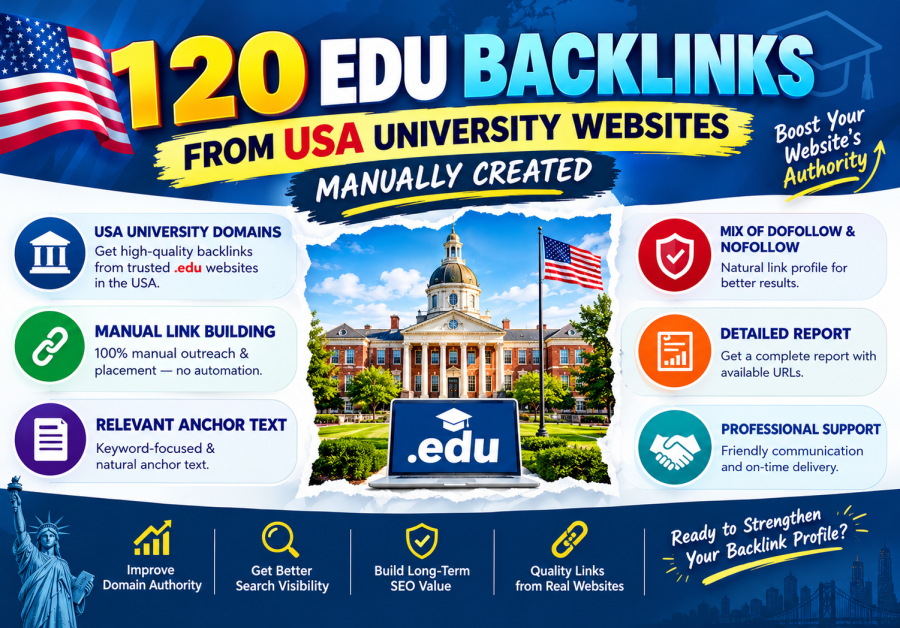 I Will Build 120 EDU Backlinks from USA University Websites Manually