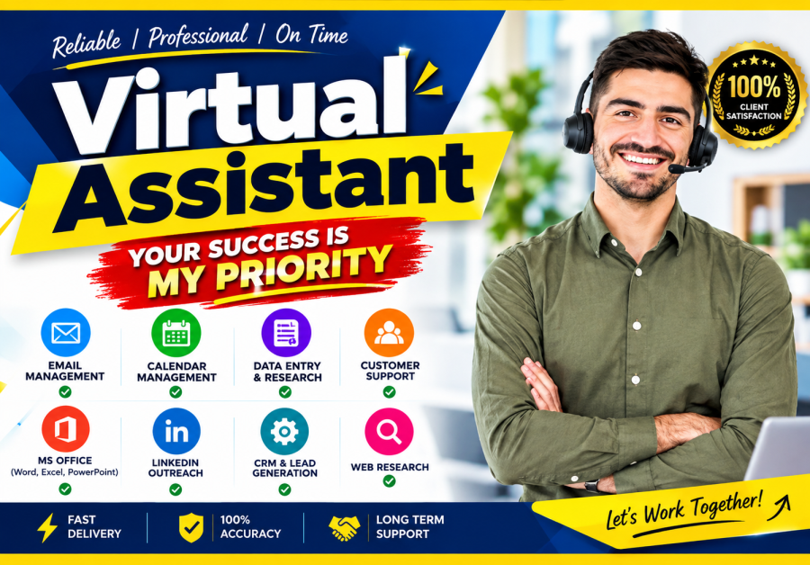 I will be your expert virtual assistant, for data entry, lead generation, social media, and emails