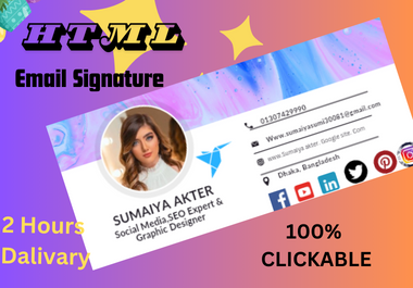 High Quality 100% Clickable HTML Email signature 