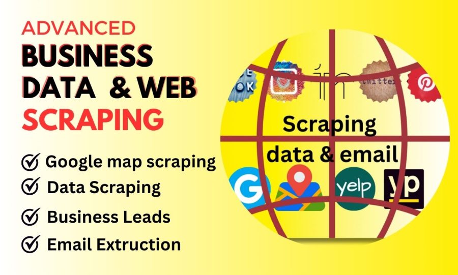 Email extraction, google map scraping, web scraping, data scraping for business leads generation 