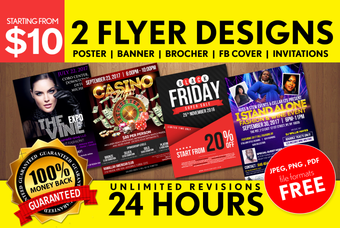 I will design 2 flyer designs in 24 hours