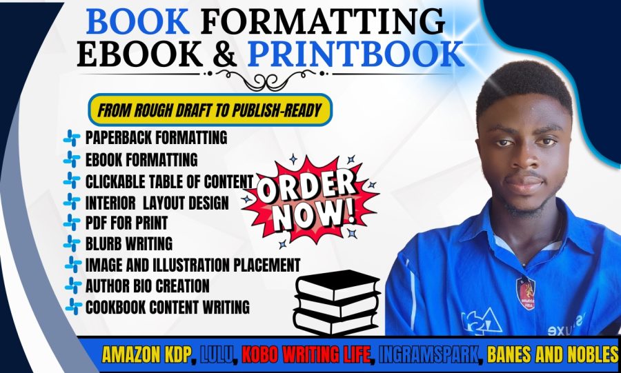 I will ghostwrite and do book formatting, layout design for print ready KDP and Ingram books 