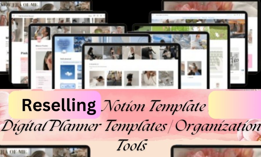 Design notion template with organization tools for reselling 