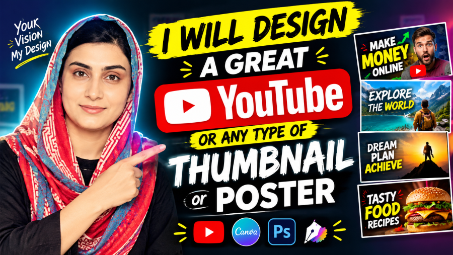 I Will Design A Great Youtube/Anytype Of Thumbnail