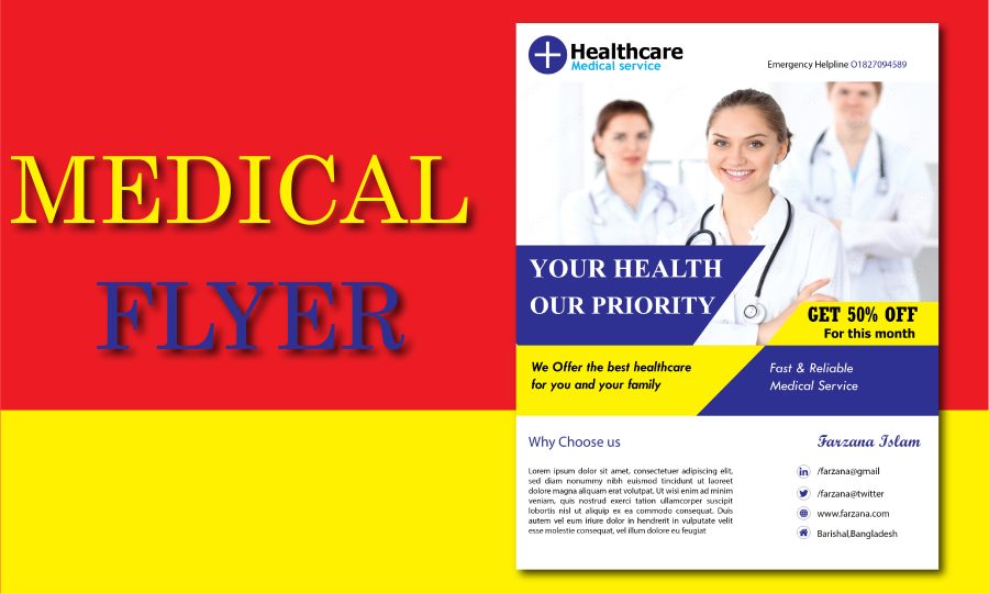  I will design professional medical flyer, bifold, trifold and business card
