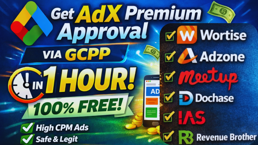 I will provide ma adx premium approval from gcpp for freee instantly in 1hour
