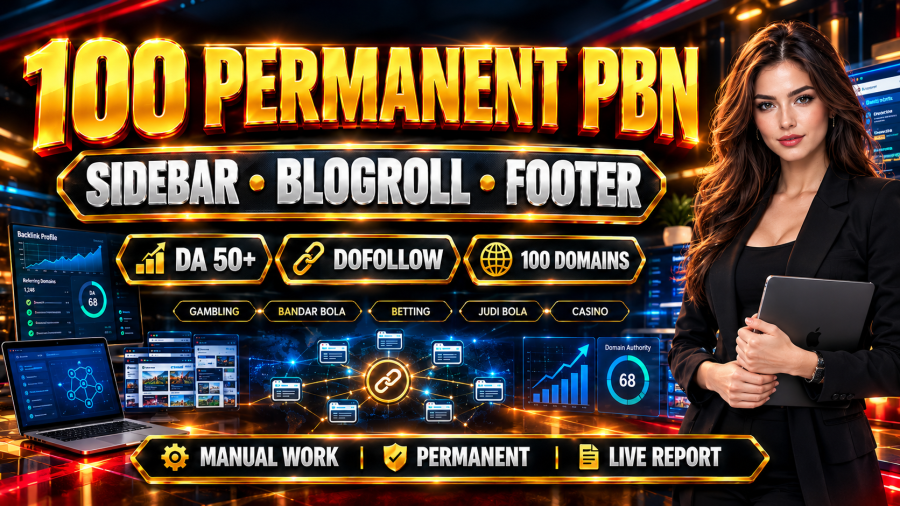Premium 100 Permanent Sidebar Blogroll Footer PBN DoFollow Backlinks DA 50+ For Stronger SEO