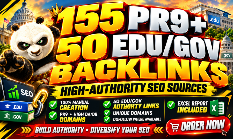 Provide 155 PR9 Plus 50 EDU & GOV High-Authority Manual SEO Backlinks for Better Rankings