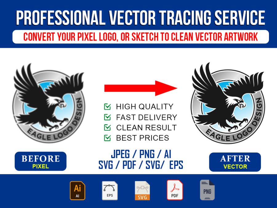 I will do clean manual vector tracing for your artwork and logo