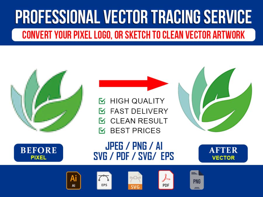 I will do clean manual vector tracing for your artwork and logo