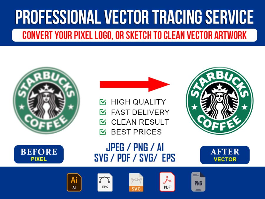 I will do clean manual vector tracing for your artwork and logo