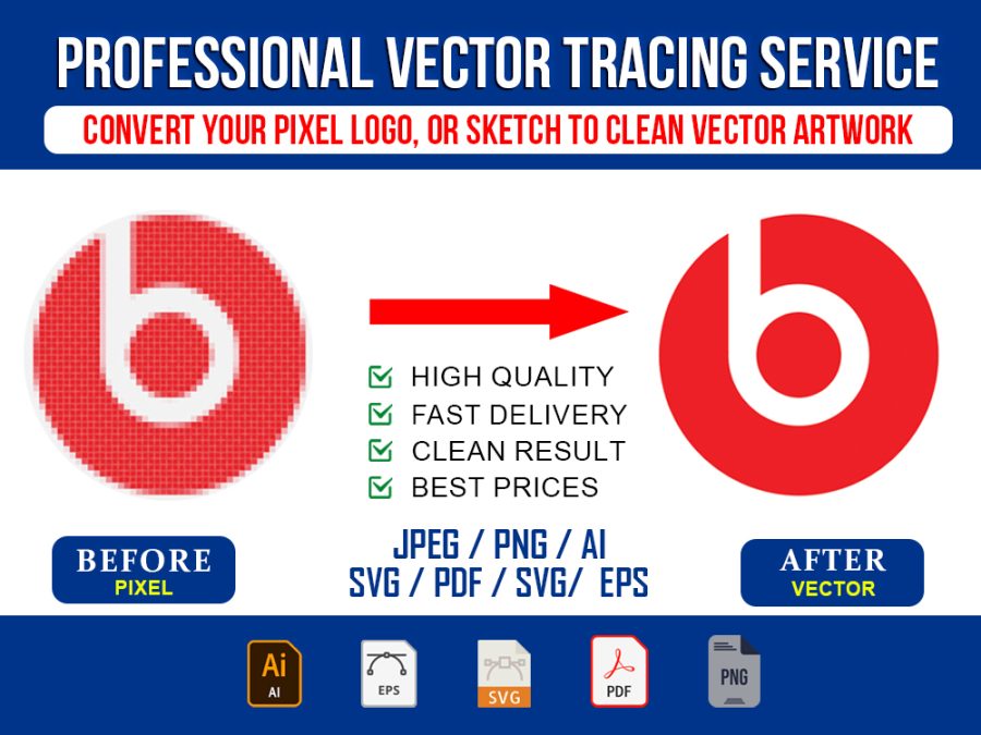 I will do clean manual vector tracing for your artwork and logo