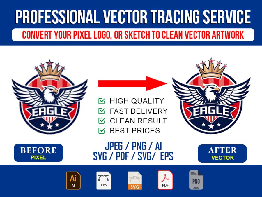 I will do clean manual vector tracing for your artwork and logo
