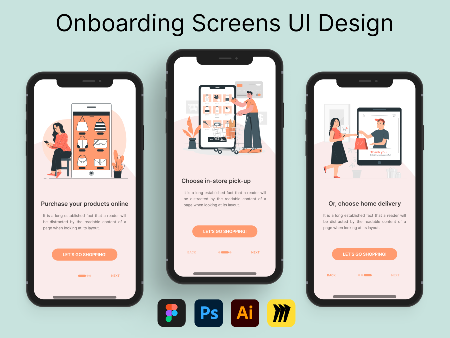 Onboarding Screens Mobile UI Design