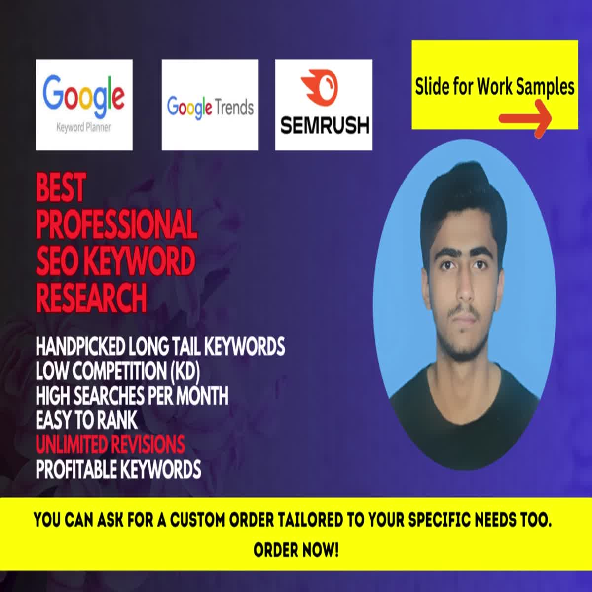 I will research 100 Focus Keywords with SEMrush