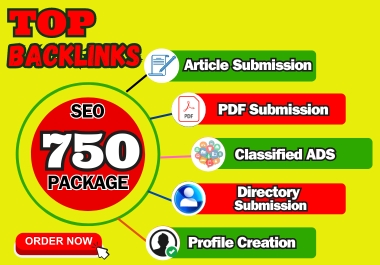 Create 750 Mix HQ Backlinks by Art, PDF, Classified ads, Directory Submission links