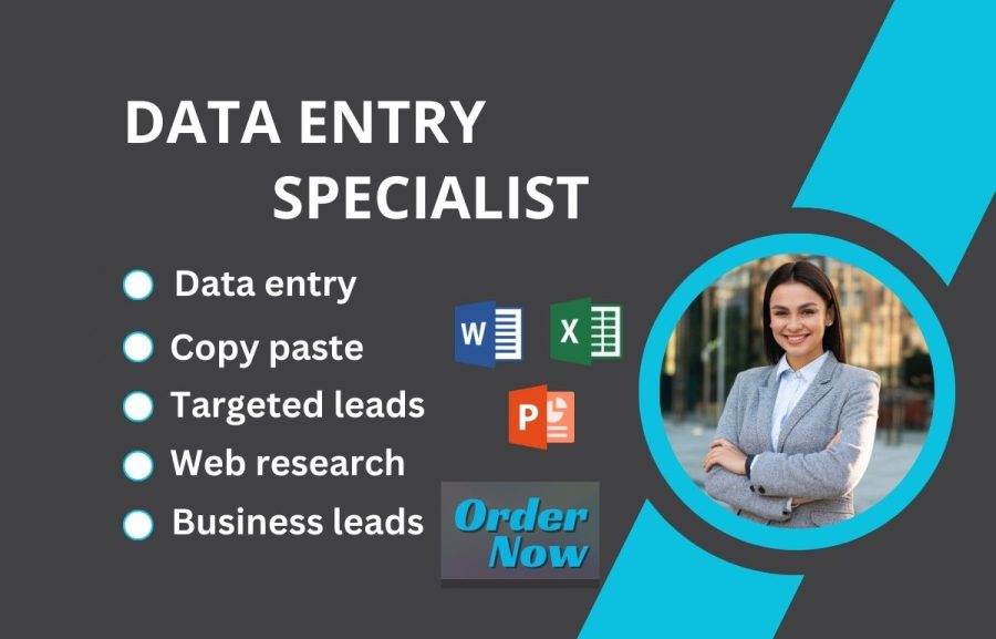 I can do any kind of data entry, copy paste, web research , email listing , B2B leads
