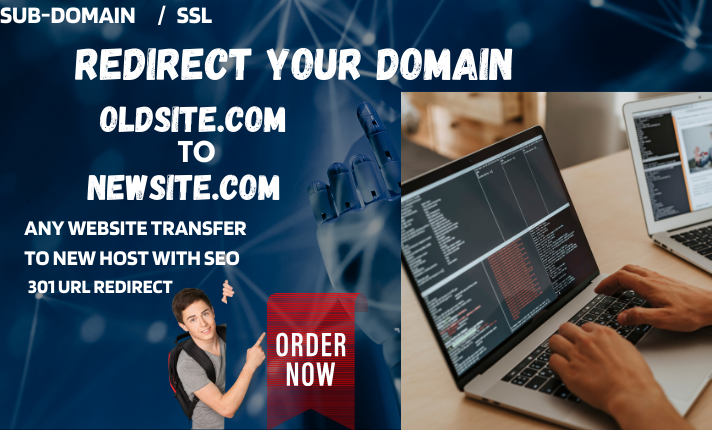 I will redirect your old domain to new domain, domain transfer to another url or website