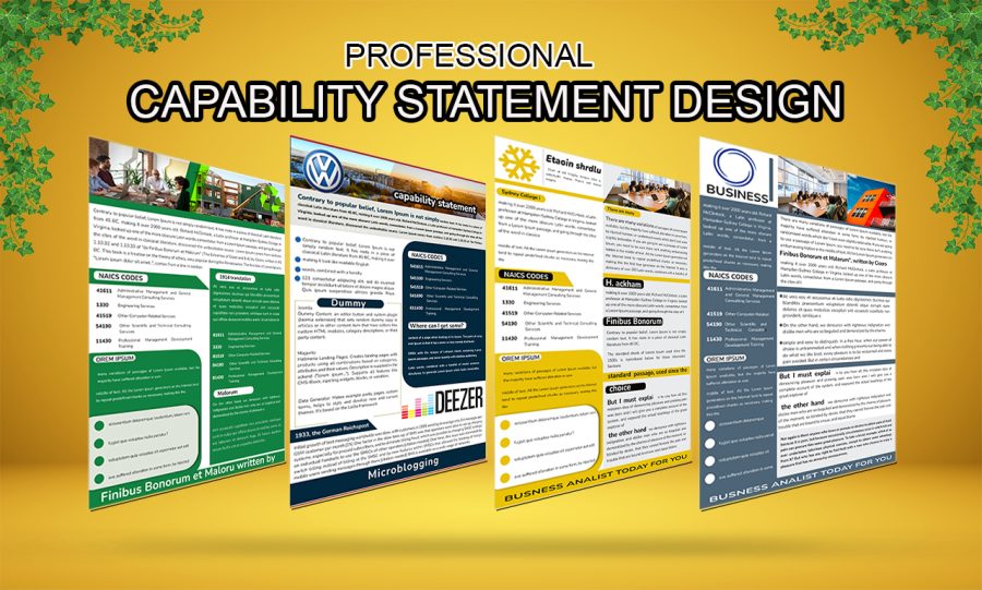 I will create federal government contract, and, clean, capability statement, design