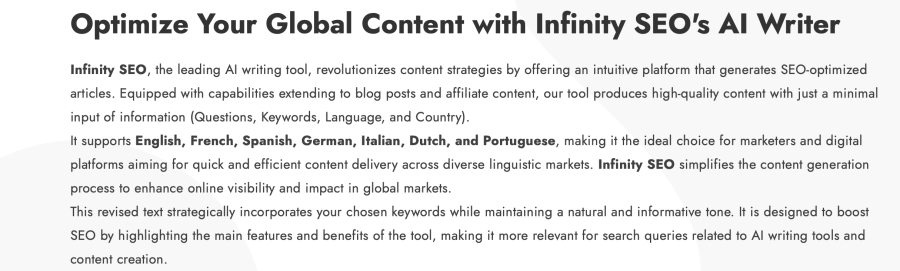 We write and optimize the article based on your top keywords !