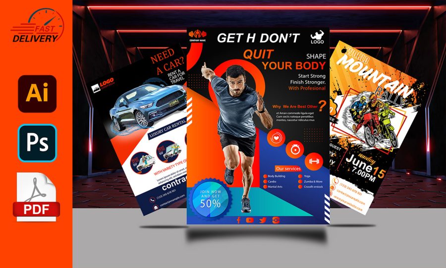 I will design an urgent modern flyer, food flyer, business flyer, poster, or leaflet.