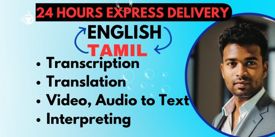 400 Words Expert in translation, transcription, audio to text, video, image to tamil text