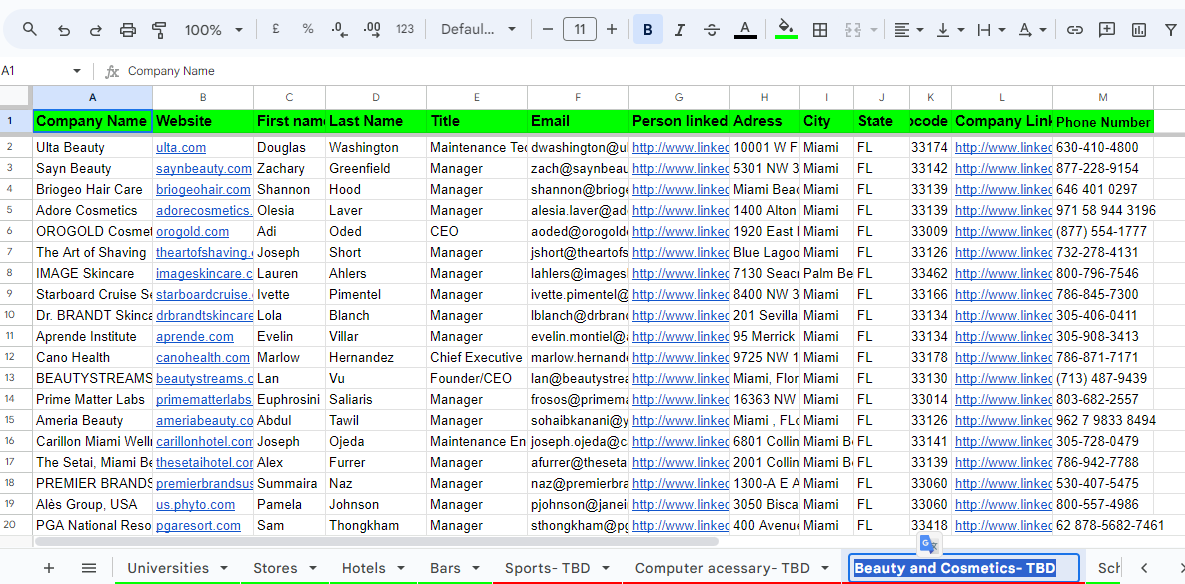 I will google research companies, copy paste, targeted email listing and lead generation