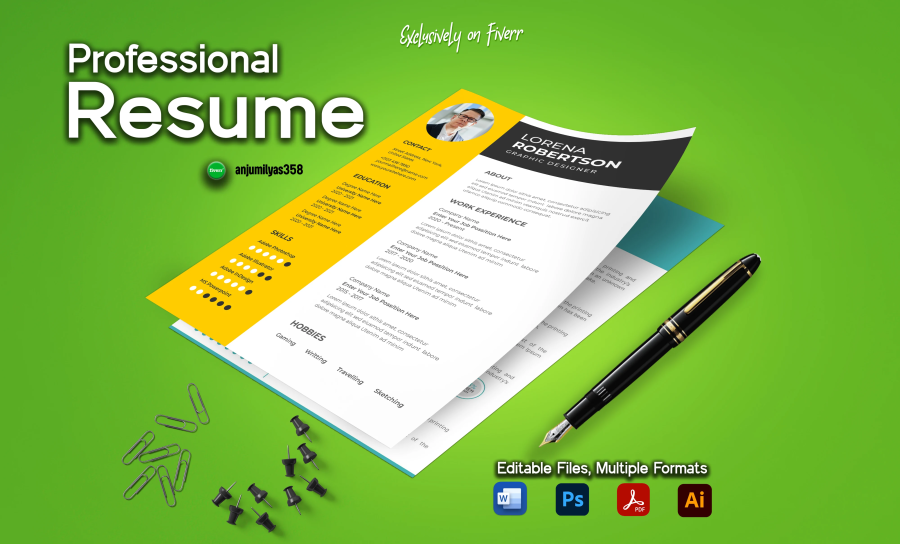 I will make impressive professional resume design and cv design