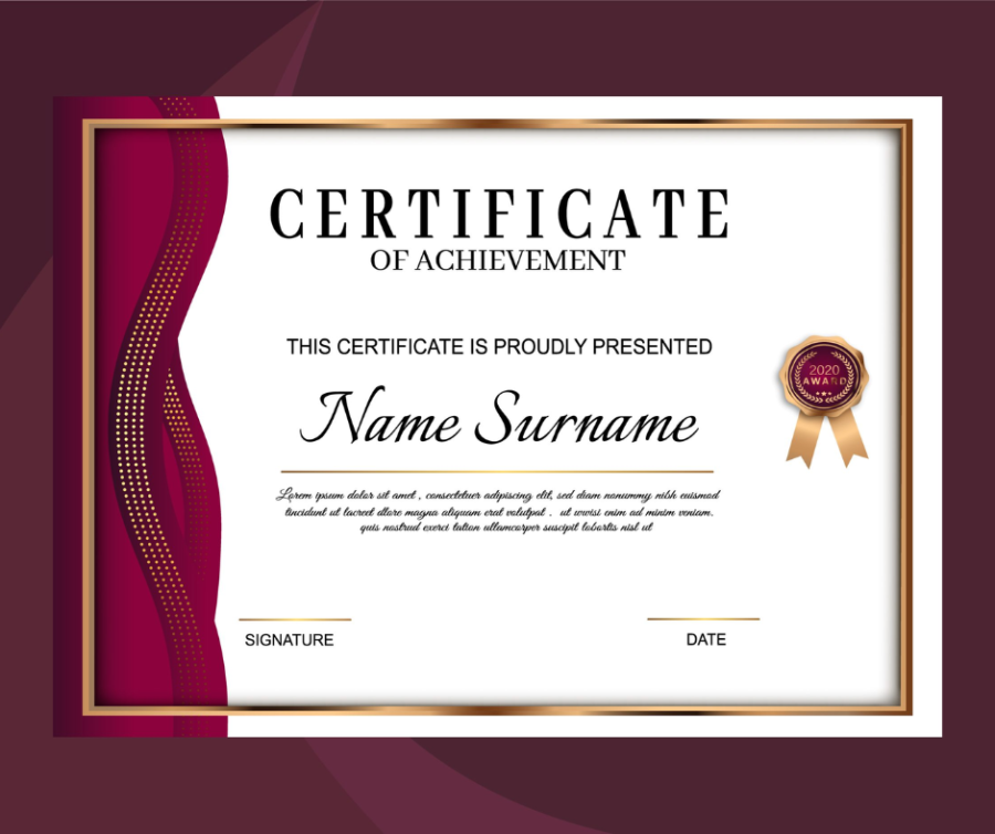 I will design certificates of awards, completion, achievements, and participations