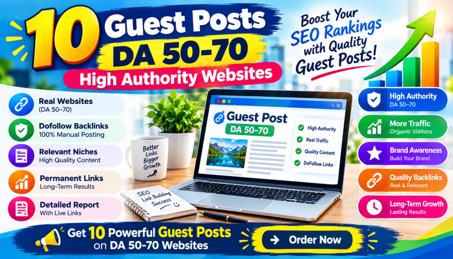 10 high quality guest posts on DA 50-70 websites with dofollow backlinks