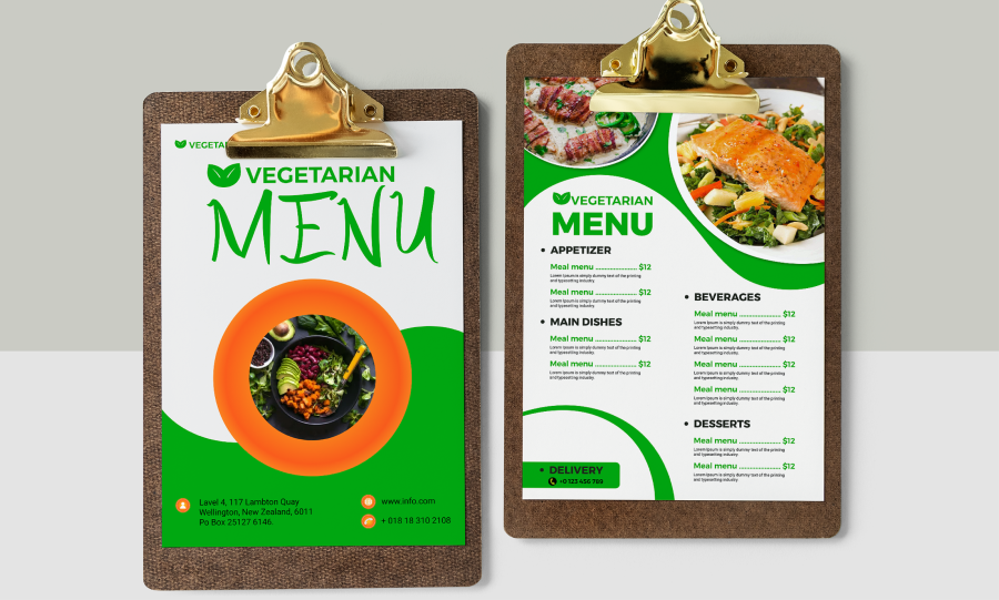 I create menu card design, menu board, food flyer and restaurant menu