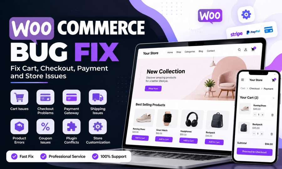 I will fix WooCommerce cart checkout payment and store issues