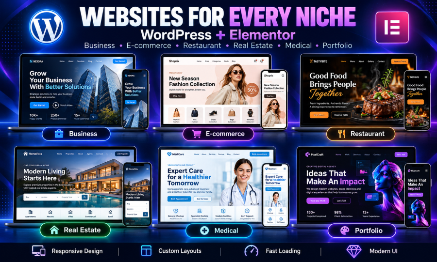 I will build new, redesign, or customize WordPress websites with Elementor