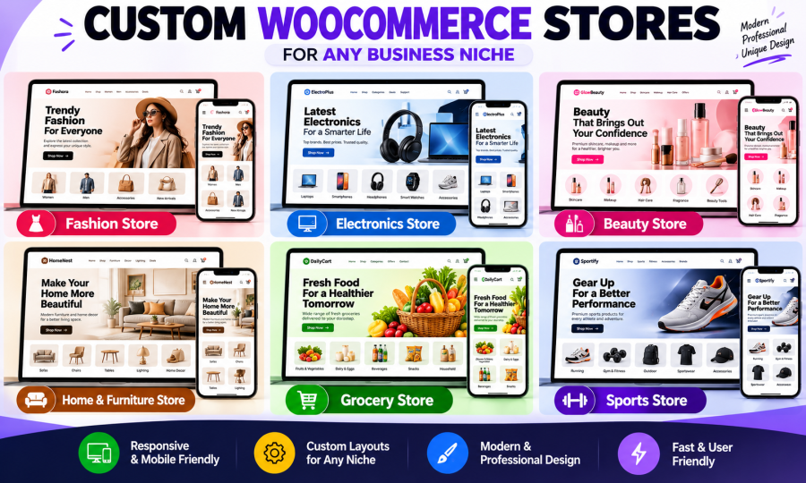 I will build, redesign, or customize WooCommerce stores with Elementor