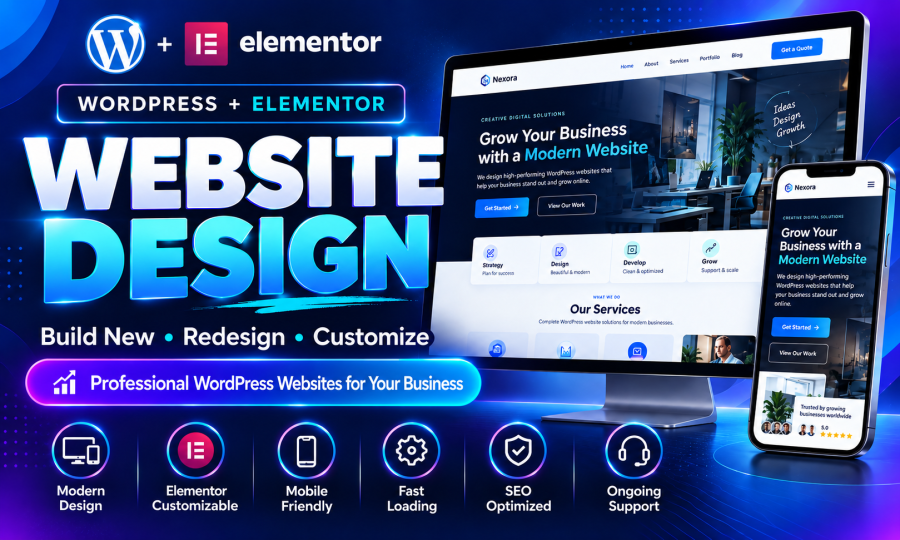 I will build new, redesign, or customize WordPress websites with Elementor