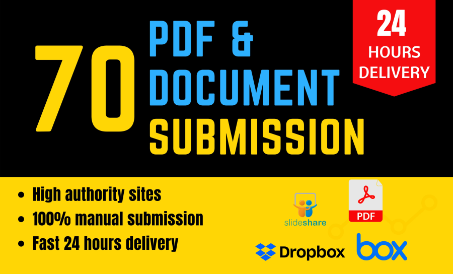 I will do PDF submission manually on 70+ high da document sharing sites