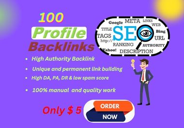 I will manually create 100 Unique Profile Backlinks with high authority.