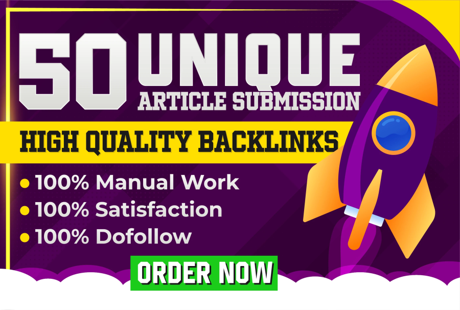 I will do 50 article submissions on high authority sites