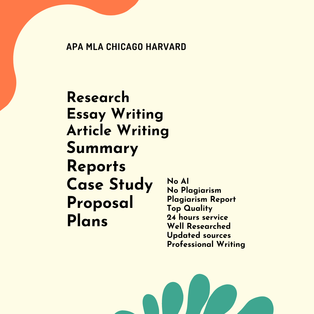 I will write research paper, essays, summary, proposal and report witing on any topic