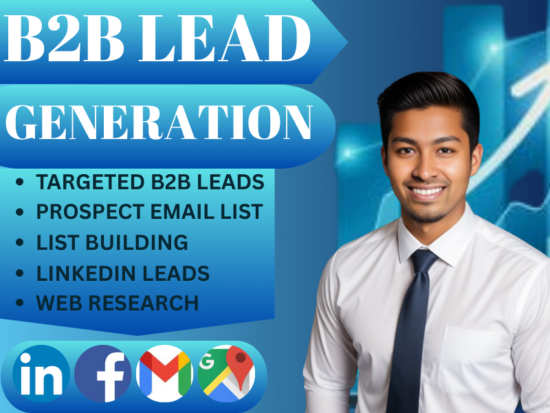 I will provide all types of b2b, b2c leads, linkedin prospecting and email address