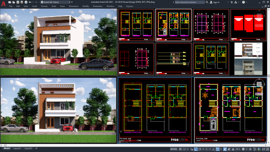 You will get 2D & 3D Architectural drawings for your buildings