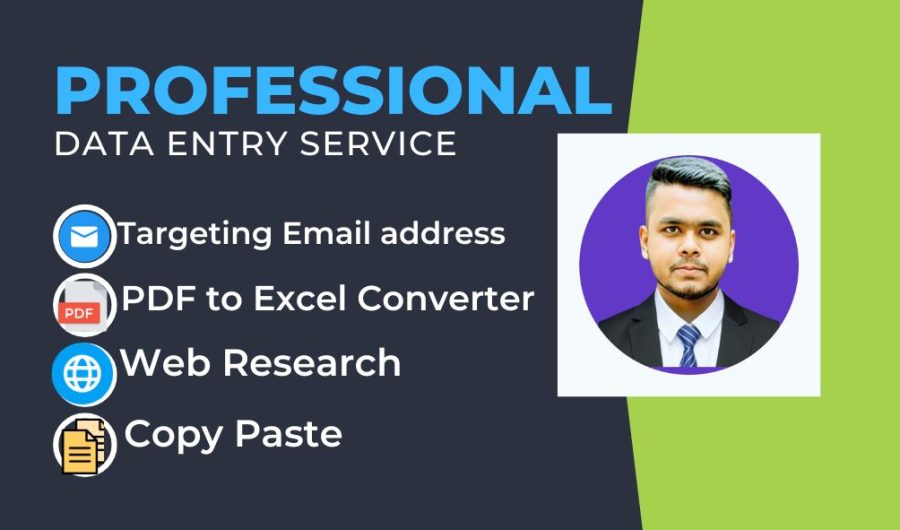 I will do data entry, data typing, web research and lead generation email