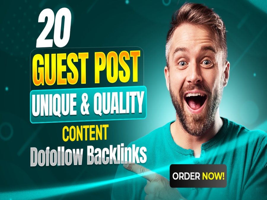 I will provide 20 high DA guest posts with unique quality content and dofollow backlinks
