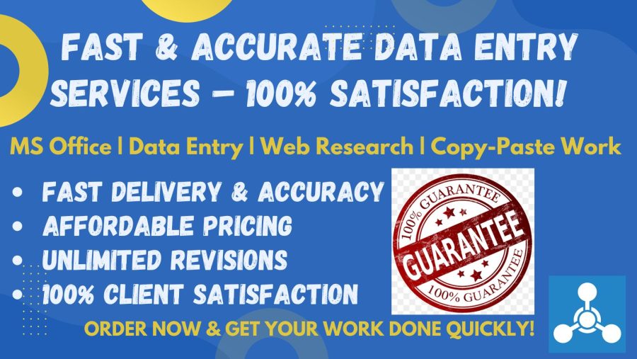  I will handle all your data entry tasks with 100% accuracy.