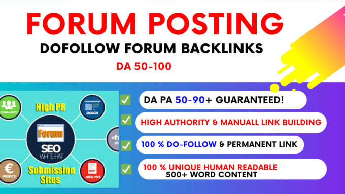 I Will Do 50 Unique High Quality Forum Posting Backlinks On High Da sites 